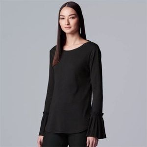 Simply Vera Vera Wang Chiffon Bell Cuffed Black Shirt